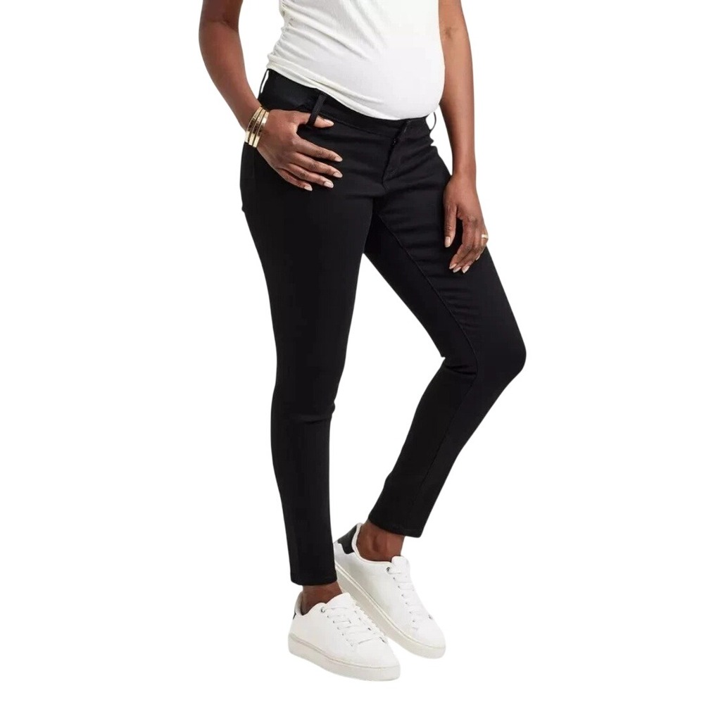 Isabel Maternity Black Under Belly Side Panel Skinny Maternity Pants Size 14
